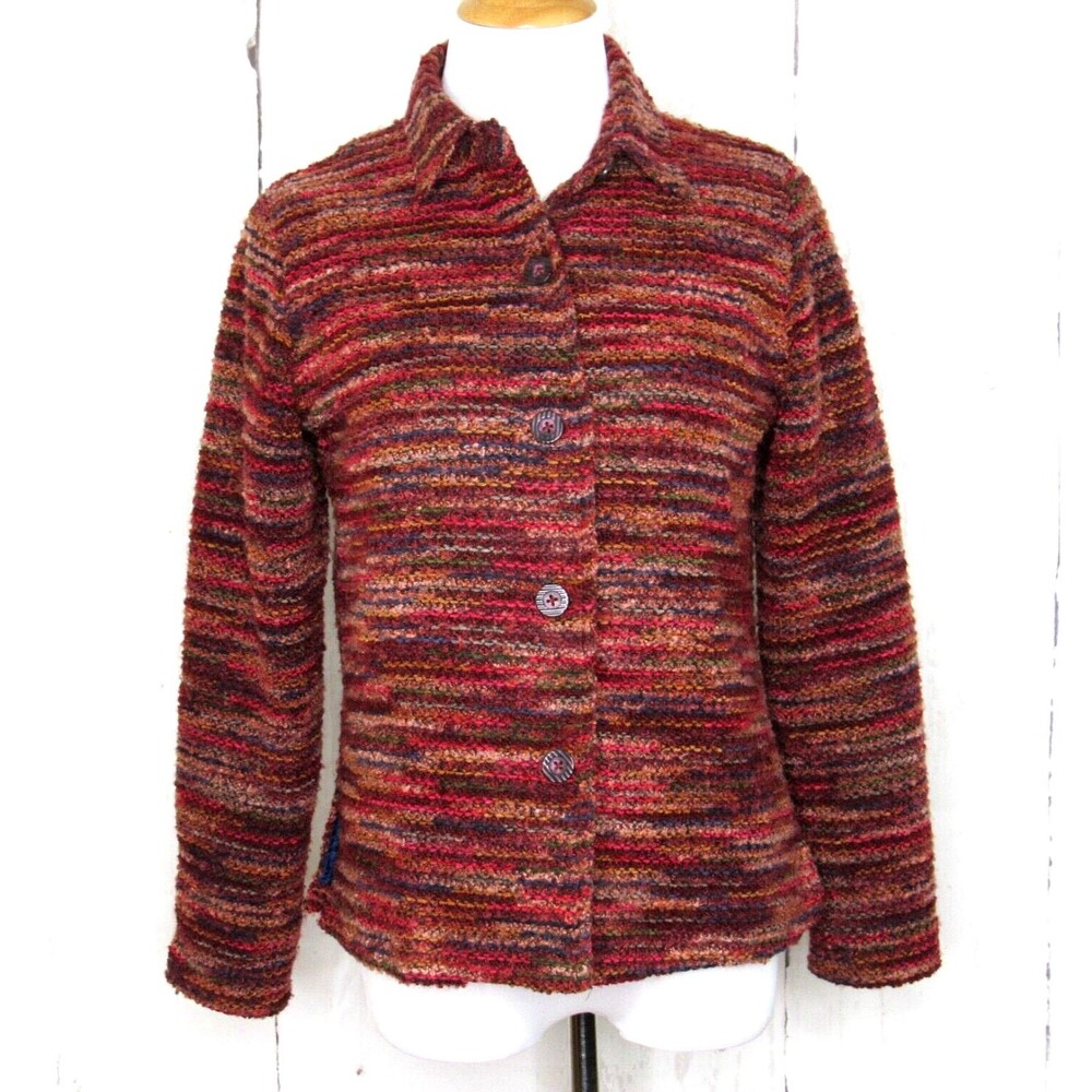 Coldwater Creek Women's Button Up Boucle Blazer Jacket Size PS Multicolor Lined
